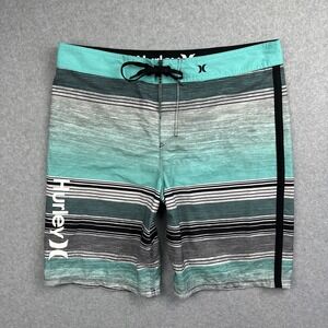 Hurley Men's Sz 36 Board Shorts Phantom Striped Swim Trunks Buckle Exclusive
